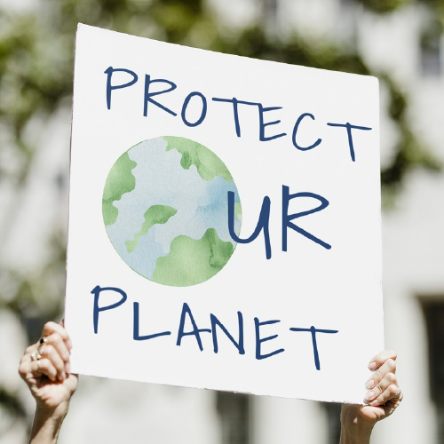 Protect your planet environmentalist protesting against global w